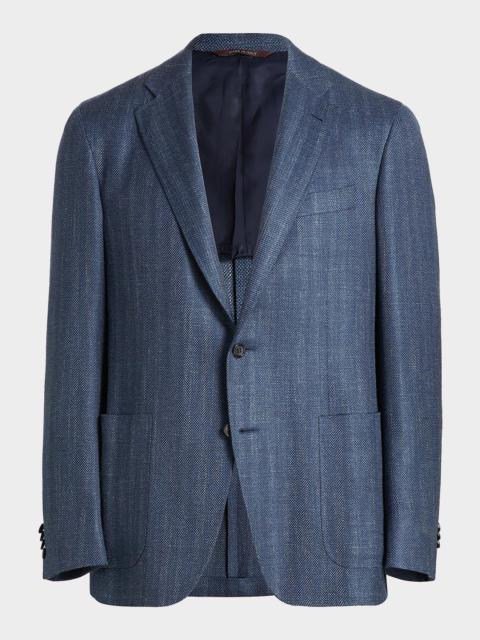 Canali Men's Denim Herringbone Single-Breasted Sport Coat