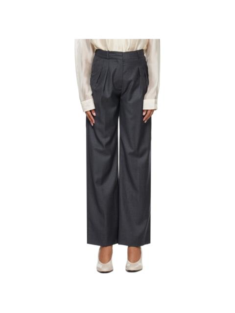 Loulou de Saison Gray Sbiru Virgin Wool Pleated Trousers
