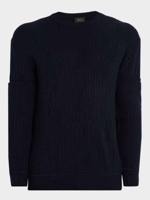 Brioni Men's Wool and Cashmere Cable Knit Crewneck Sweater
