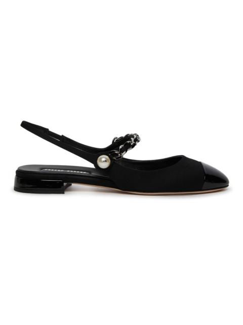 Velvet and patent leather ballerinas with back strap