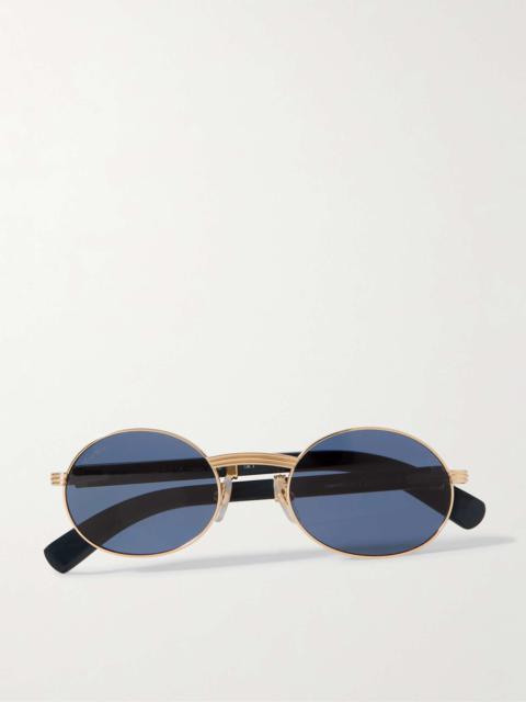 Cartier Première Round-Frame Gold-Tone and Wood Sunglasses