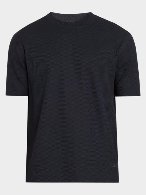 EMPORIO ARMANI Men's Geometric Jacquard Crewneck T-Shirt