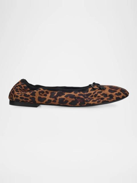 Stuart Weitzman Nia Leopard Grosgrain Ballerina Flats