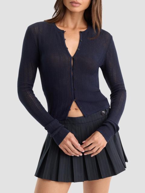 GOOD AMERICAN Women's The Open Knit Cardigan - Midnight Blue