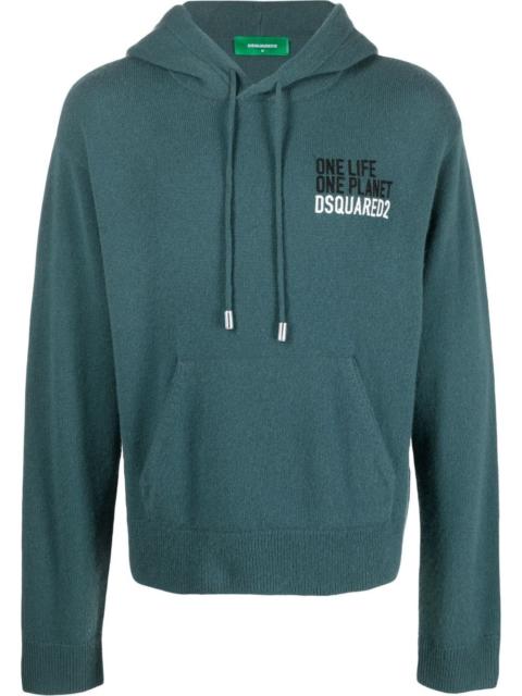 DSQUARED2 embroidered-logo cashmere hoodie