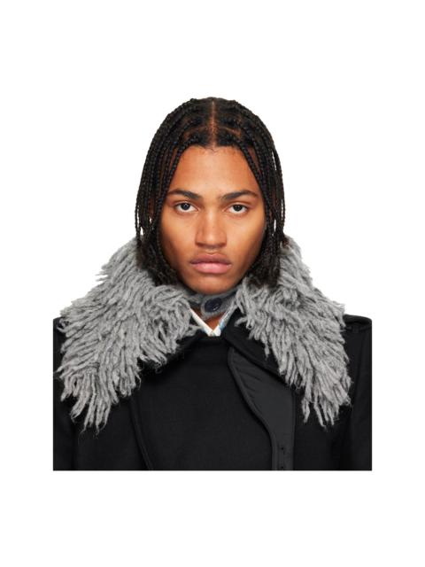 Dries Van Noten Gray Shag-Knit Collar