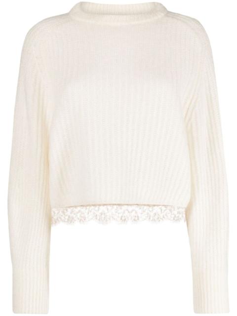 FABIANA FILIPPI lace-trim ribbed jumper