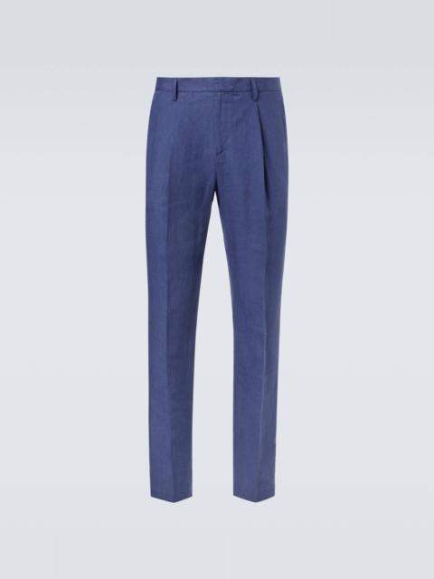 Sunspel Pleated linen straight pants