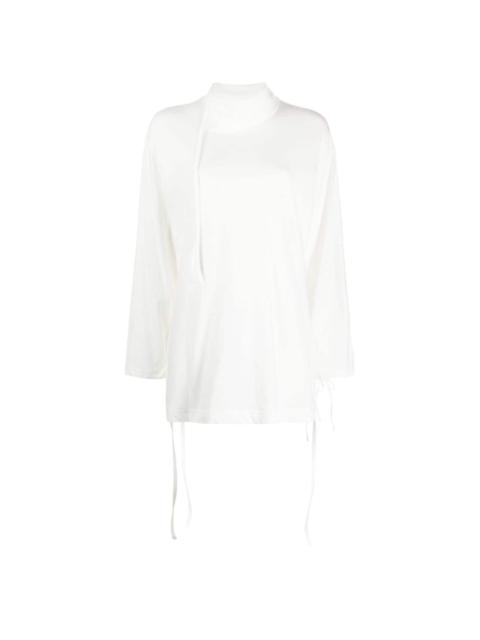 high-neck cotton blouse