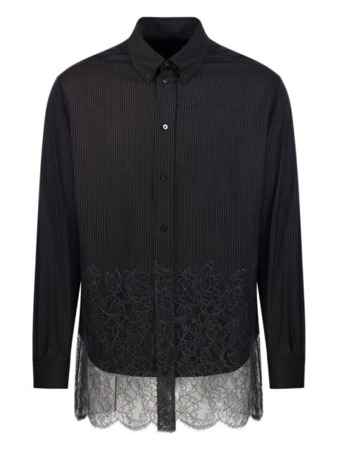 FENDI striped lace-detailing shirt