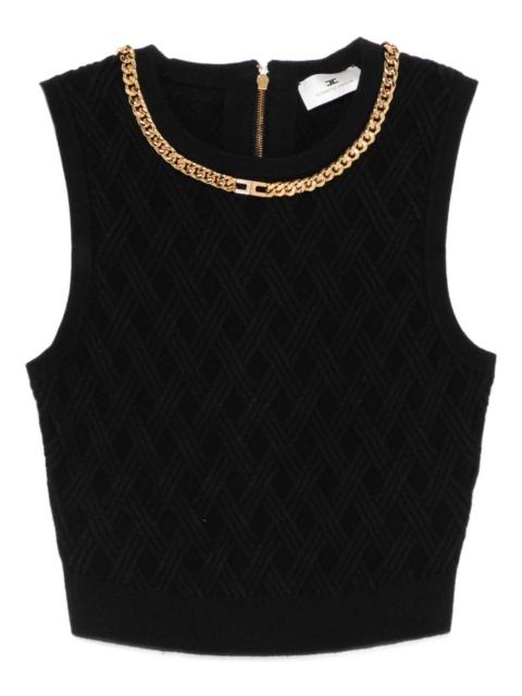 ELISABETTA FRANCHI chain-embellished diamond-pattern crop top