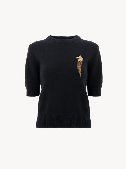 Chloé SHORT-SLEEVE SWEATER IN A MERINO & CASHMERE WOOL KNIT