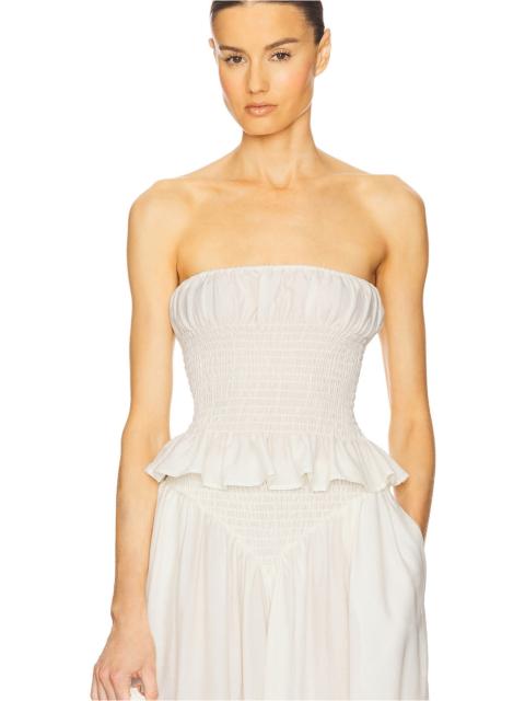 HELSA The Smocked Tunic in Silk And Wool
