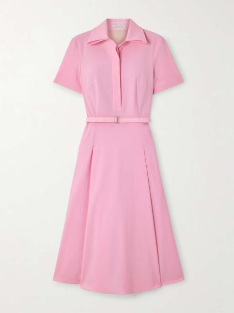 EMILIA WICKSTEAD Iwona belted woven midi shirt dress Baby pink
