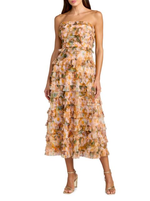 MAC DUGGAL Women's Ruffled Strapless Maxi Dress - Gold Multi