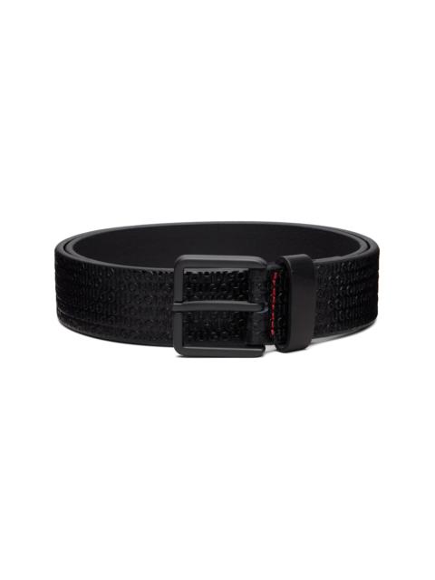 HUGO Black Leather Embossed Logos Belt