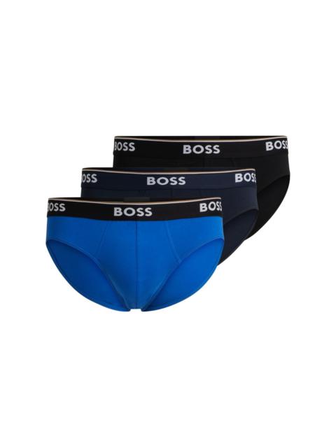 BOSS THREE-PACK OF STRETCH-COTTON BRIEFS WITH LOGO WAISTBANDS