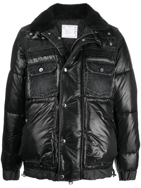 sacai padded jacket with denim detailing