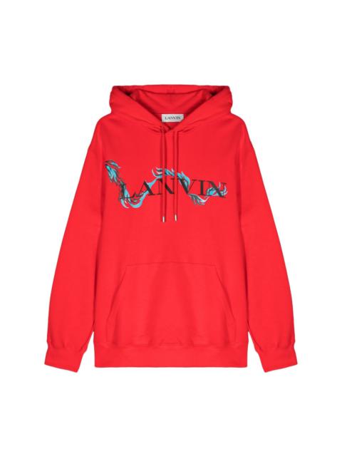 dragon-print cotton hoodie