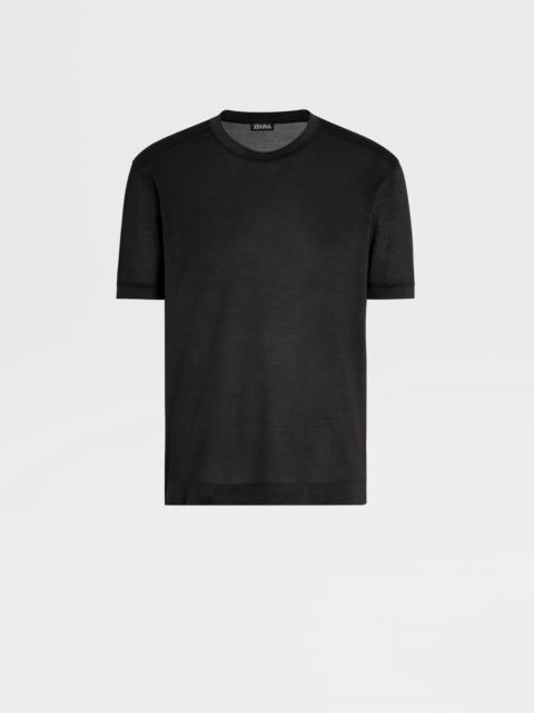 ZEGNA BLACK ZEGNA SILK T-SHIRT