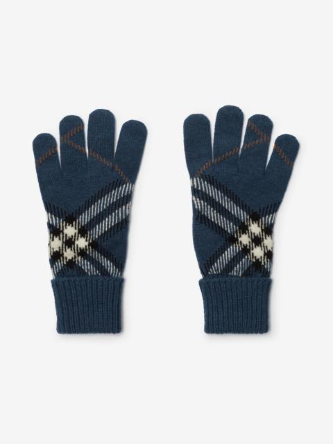 Burberry Check Cashmere Blend Gloves