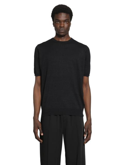 LARDINI Cotton Linen Jacquard Knit T-shirt