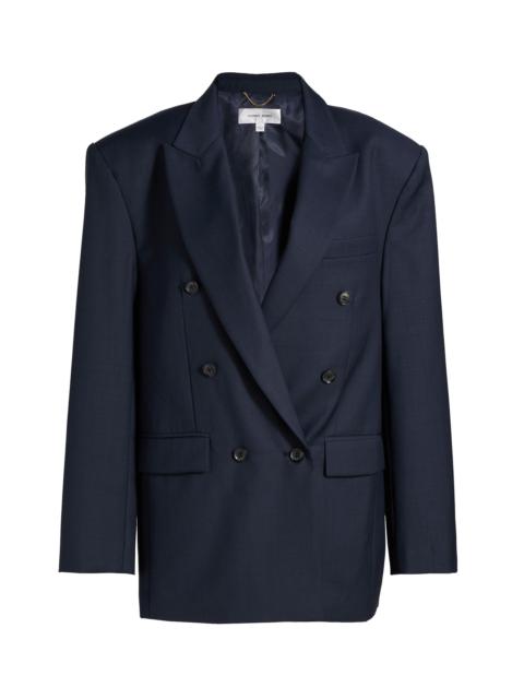 RONNY KOBO Women's 1988 Wool-Blend Double-Breasted Blazer - Navy White