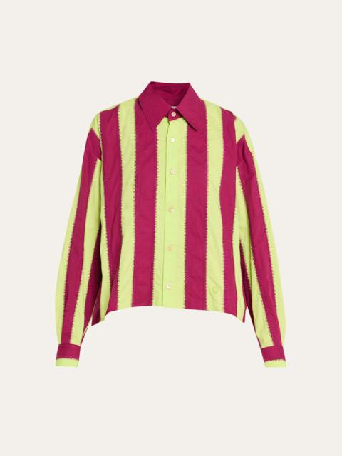 diotima Mossman Stripe Embroidered Button-Down Shirt