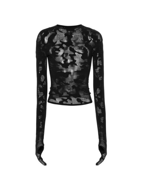 GCDS Camo jacquard mesh top