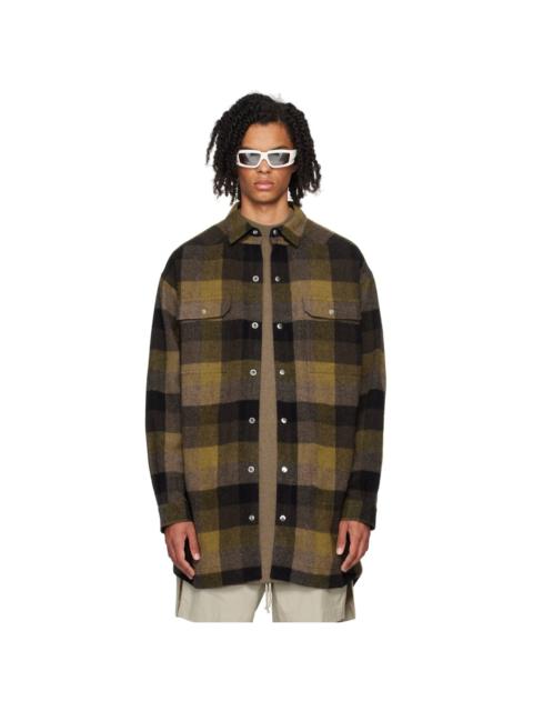 Rick Owens Tan & Black Porterville Oversized Shirt