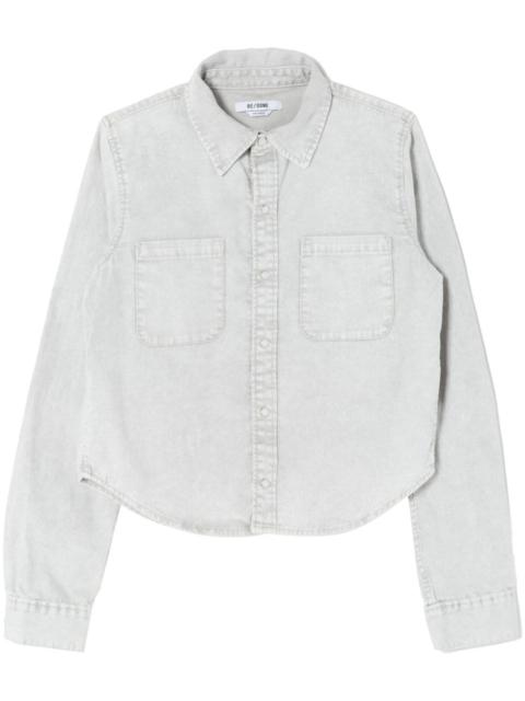 press-fastening denim shirt