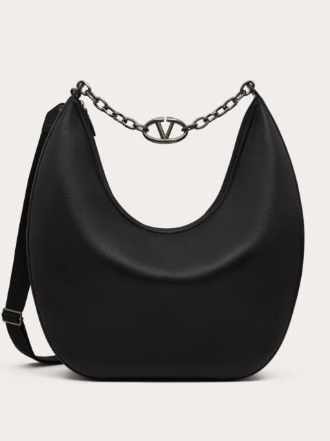 Valentino MAXI HOBO VLOGO MOON BAG IN GRAINY CALFSKIN WITH CHAIN