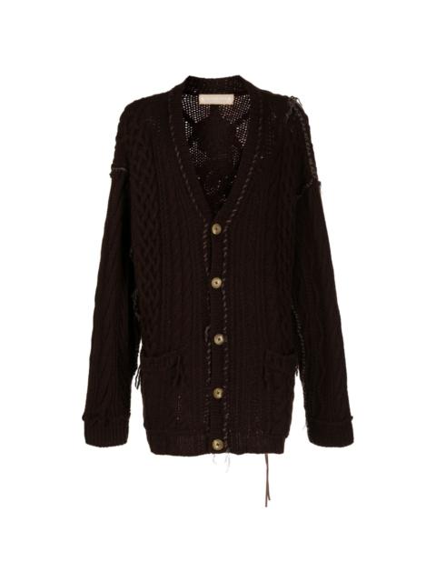 cable-knit skull cashmere cardigan