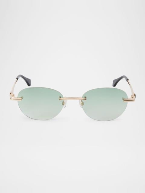 Palm Angels Crystal Oval Metal Sunglasses