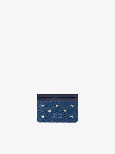 GANNI BOU DENIM CARD HOLDER IN DENIM