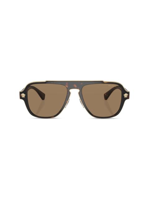 VERSACE tortoiseshell-effect pilot-frame sunglasses