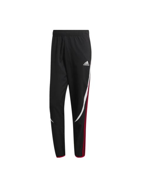 Men's adidas Contrasting Colors Vertical Stripes Logo Casual Sports Pants/Trousers/Joggers Black H64