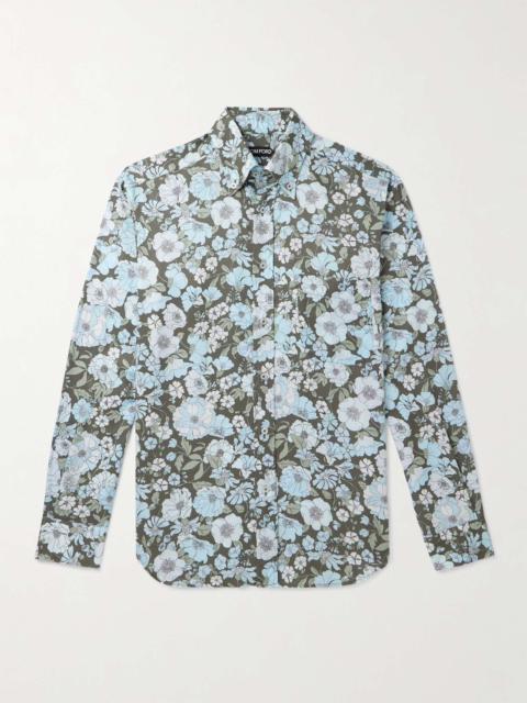 TOM FORD Button-Down Collar Floral-Print Lyocell Shirt
