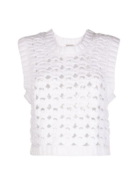 perforated-design sleeveless top