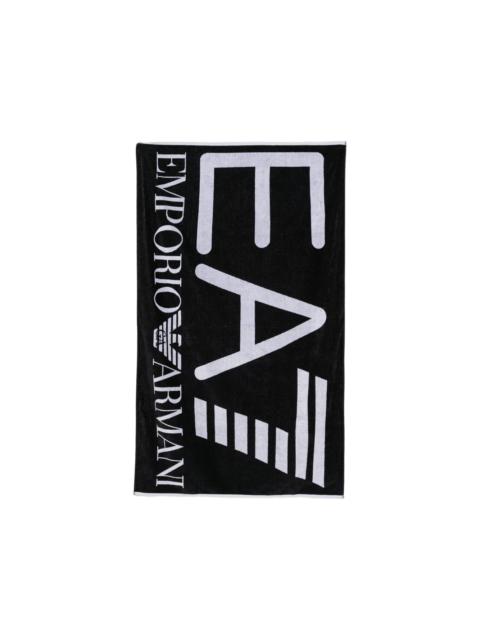 EMPORIO ARMANI intarsia-logo beach towel
