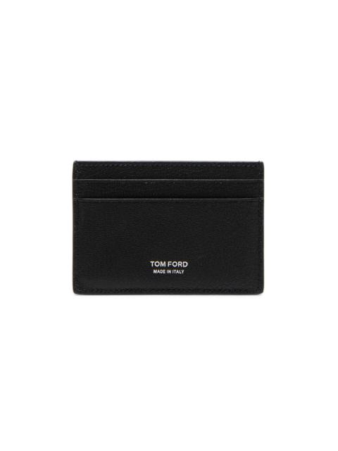 TOM FORD Men's Elongated T-Line Leather Card Case - Black