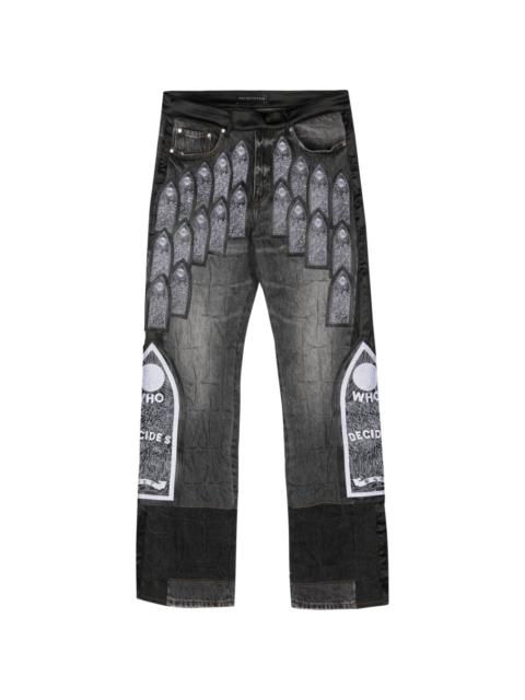 WHO DECIDES WAR patchwork straight-leg jeans