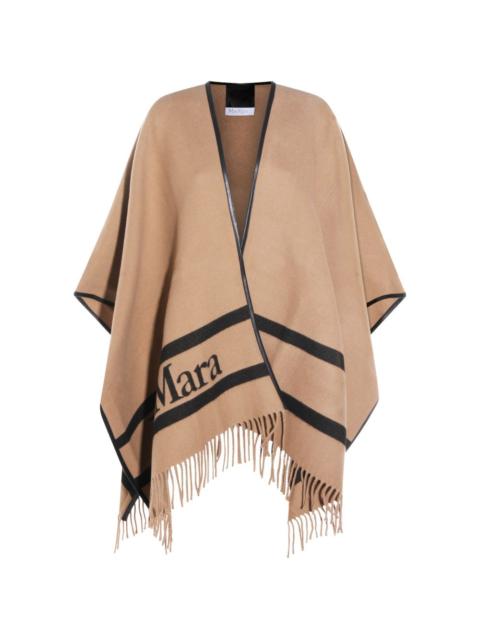 Max Mara fringed striped poncho