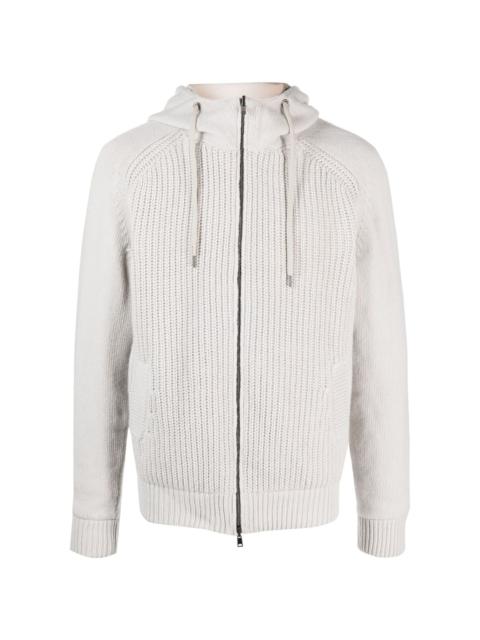 Herno zip-fastening wool hooded jacket
