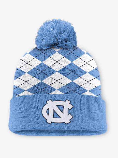 Jordan North Carolina Peak Argyle Men's Jordan Brand College Cuffed Pom Beanie