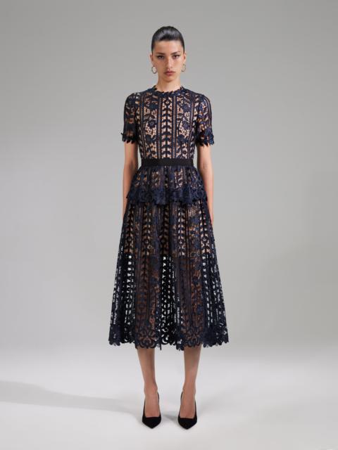 self-portrait Navy Lace Midi Dress