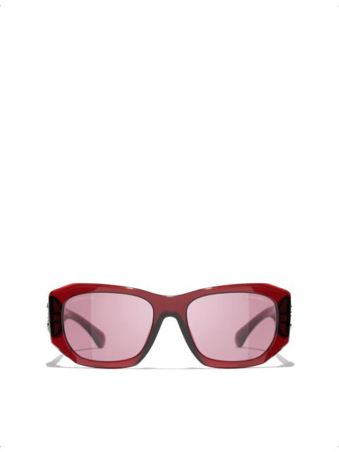 CHANEL CH5554 Rectangular-Frame Acetate Sunglasses