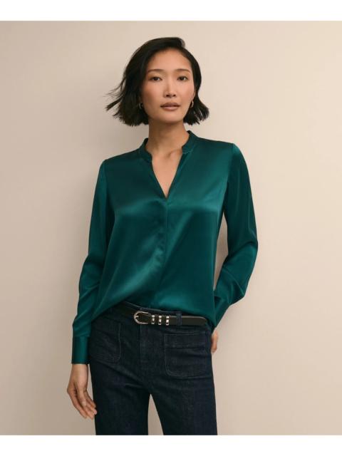 Brooks Brothers Silk Open V-Neck Blouse