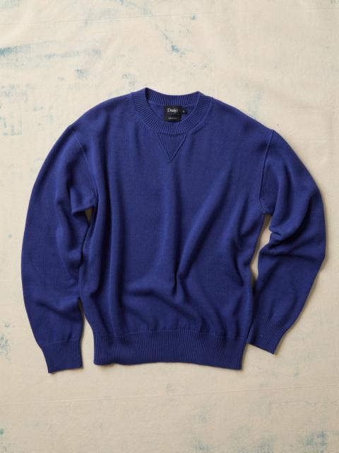 Drake's Blue Wool-Cotton Knit Sweatshirt