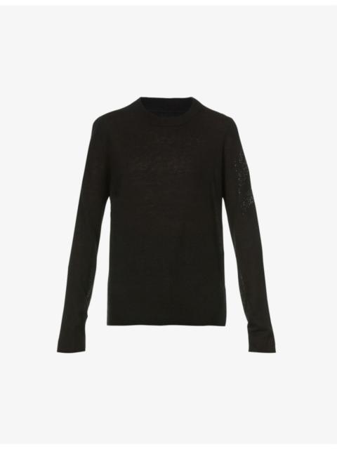 Zadig & Voltaire Miss rhinestone-embellished arrow cashmere sweater